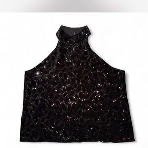 Worthington Black Sequin Halter Blouse